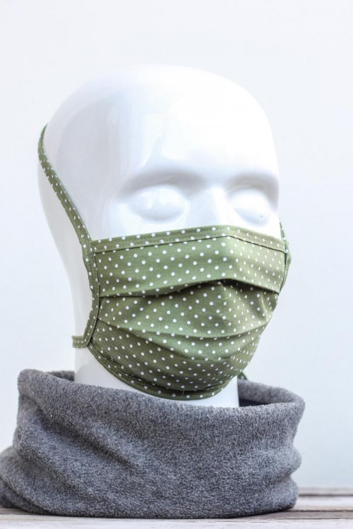 Mundbedeckung Mund-Nasen-Maske waschbar gepunktet grün
