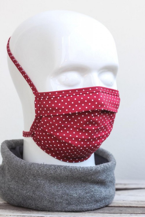 Mundbedeckung Mund-Nasen-Maske waschbar gepunktet rot