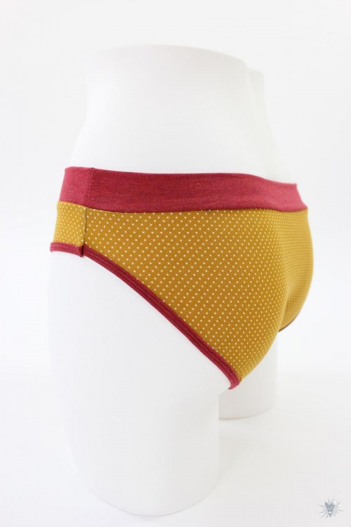 Damen-Unterhose mit Punkten auf gelb und rot melierten Bündchen
