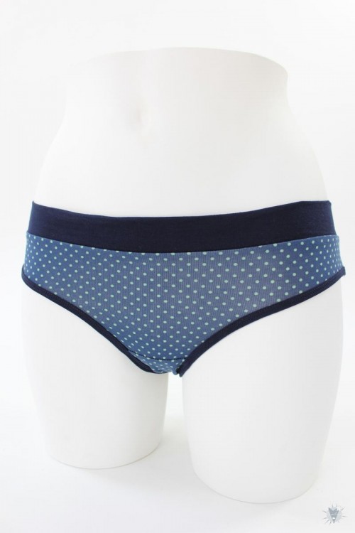 Damen-Unterhose blau mit Punkten und marine Bündchen