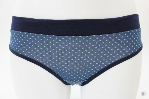Damen-Unterhose blau mit Punkten und marine Bündchen