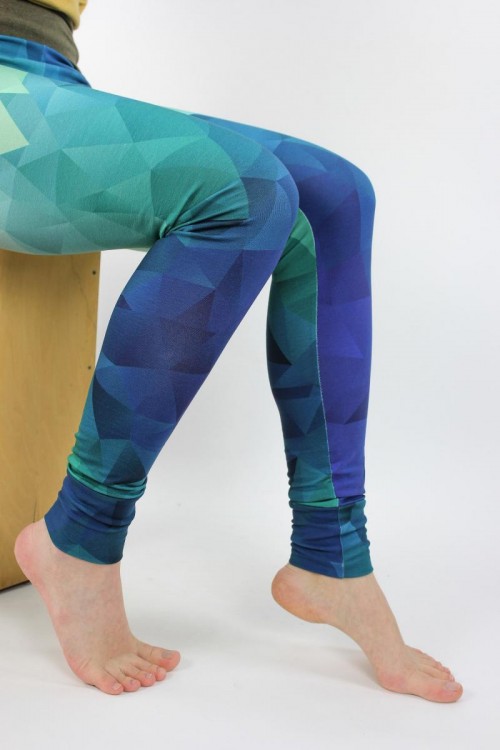 Leggings blau grün mit Dreiecksmuster