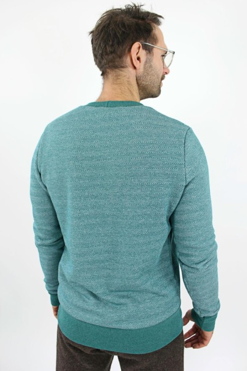 Sweatshirt aus Baumwolle mit Fischgrätmuster petrol