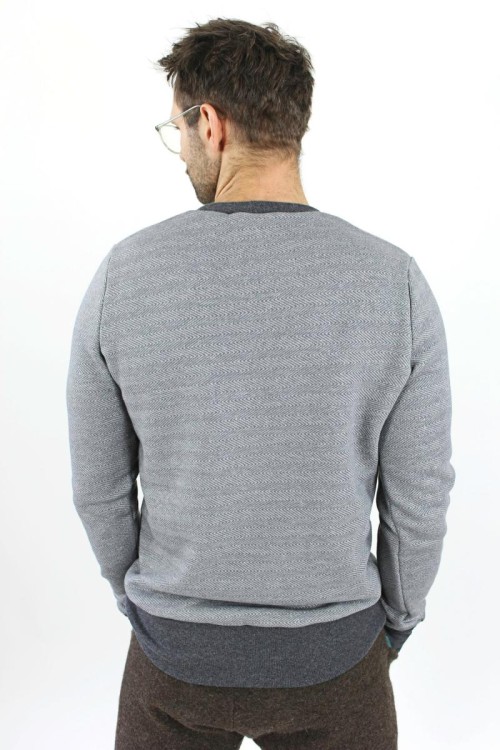 Sweatshirt aus Baumwolle mit Fischgrätmuster grau