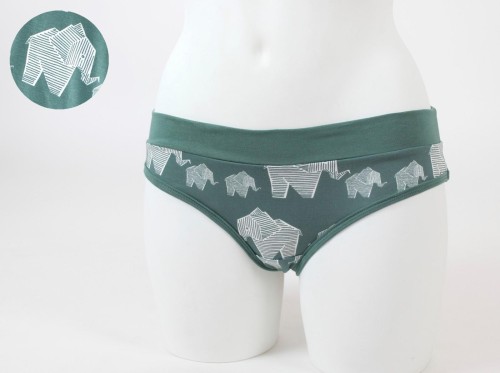 Damen-Unterhose mintgrün mit Elefanten BIO-STOFFE