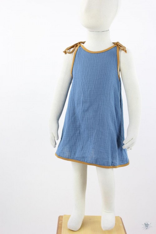 Kinder-Sommerkleid zum Binden Musselin hellblau