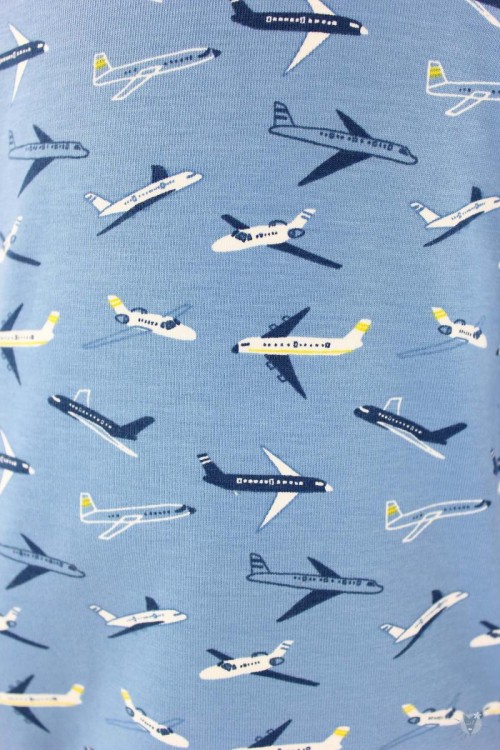 hellblauer Kinder-Kapuzenpulli aus Jersey mit Flugzeugen