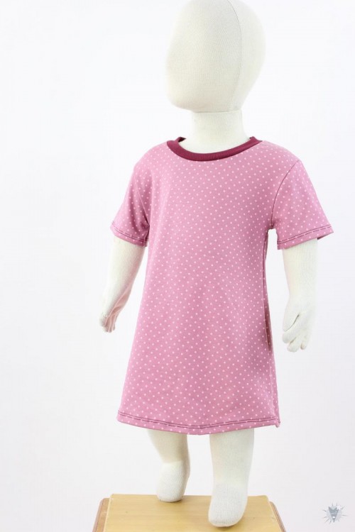 Kinder-Jerseykleid mit Punkten auf rosa 122/128