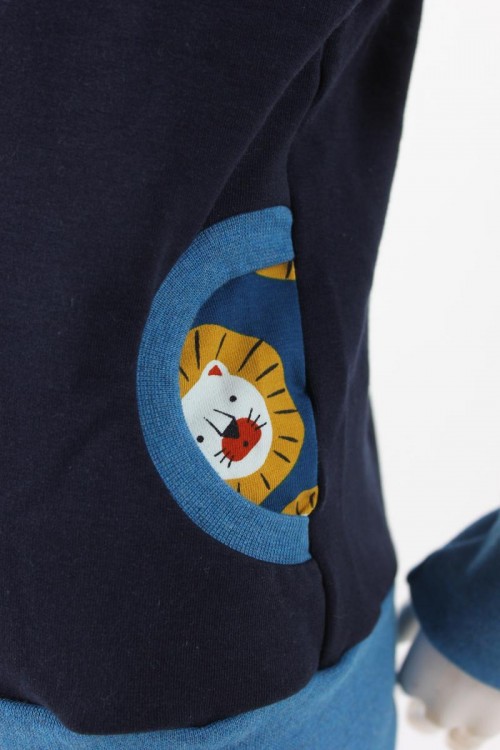 Kinder-Kapuzenpulli marineblau mit Löwen