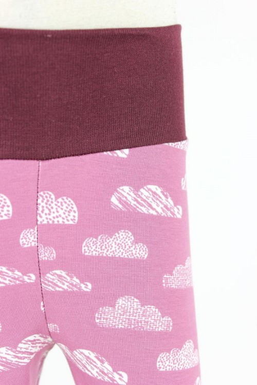 Kinder-Leggings rosa mit Wolken Bio-Stoffe