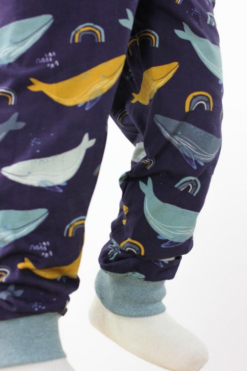 Kinder-Leggings dunkelblau mit Walen