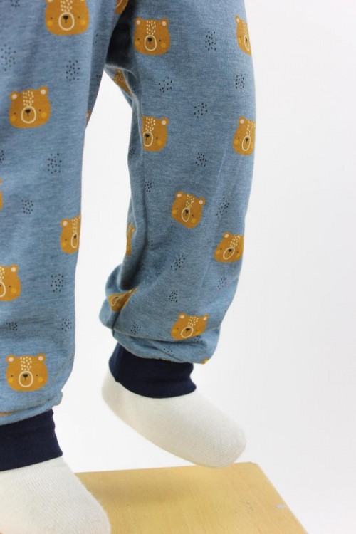 Kinder-Leggings blau meliert mit Bären BIO-STOFFE