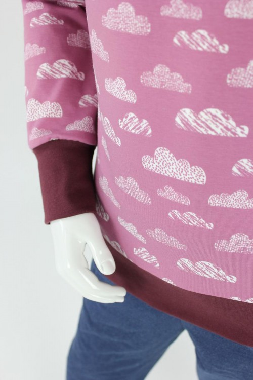 Kinder-Longsleeve rosa mit Wolken Bio-Stoffe