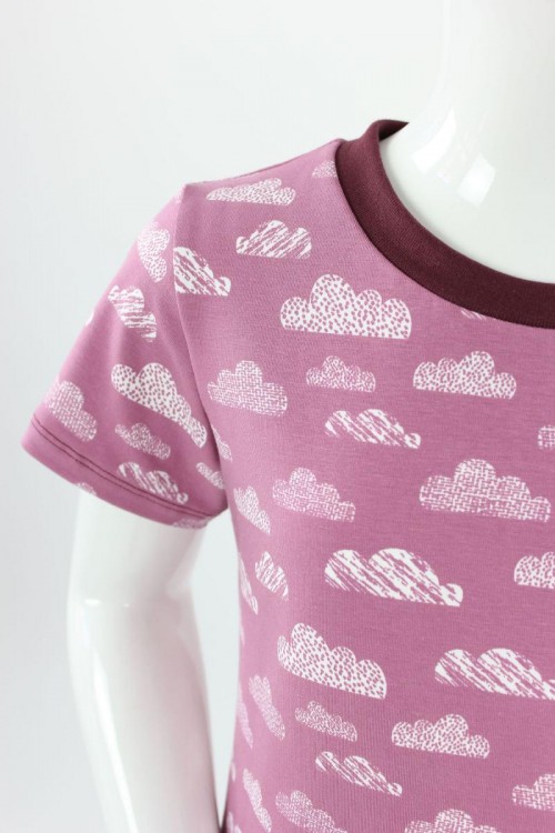 Kinder-Jerseykleid rosa mit Wolken Bio-Stoffe