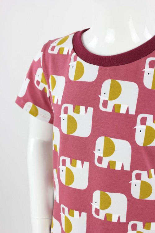 Kinder-Jerseykleid beere mit Elefanten
