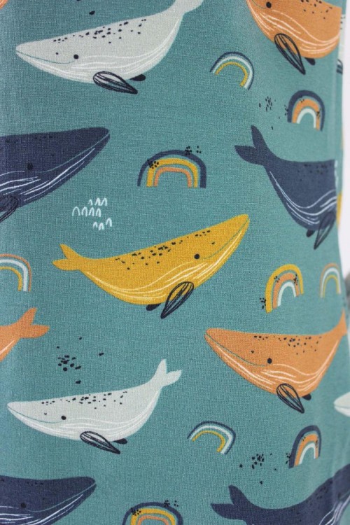 Kinder-Shirtkleid meeresgrün mit Walen