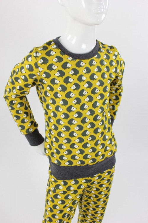 Schlafanzug für Kinder gelb mit Igeln