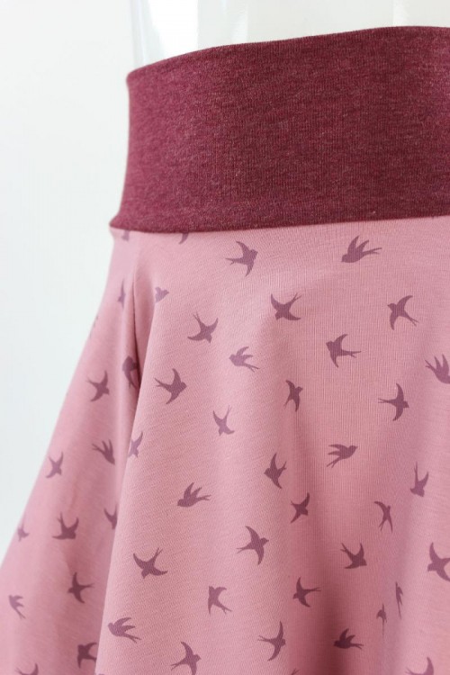 Kinder-Tellerrock rosa mit Vögeln