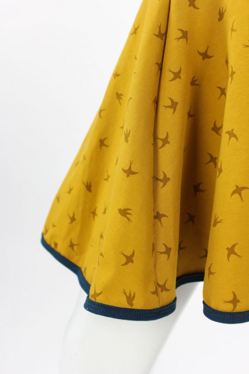 Kinder-Tellerrock gelb mit Vögeln