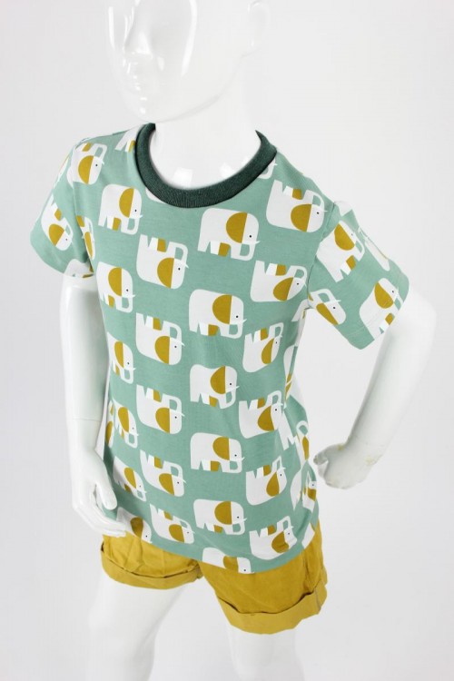 Kinder-T-Shirt mintgrün mit Elefanten