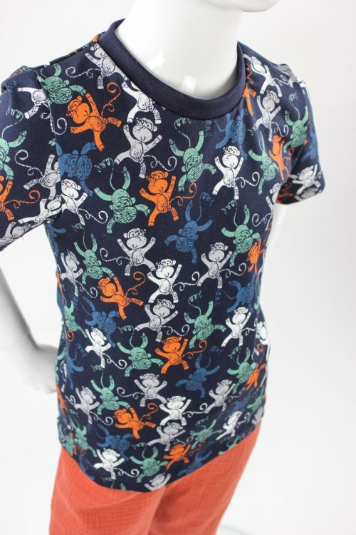 Kinder-T-Shirt dunkelblau mit Affen