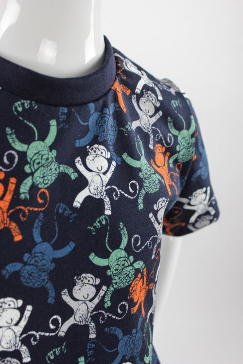 Kinder-T-Shirt dunkelblau mit Affen