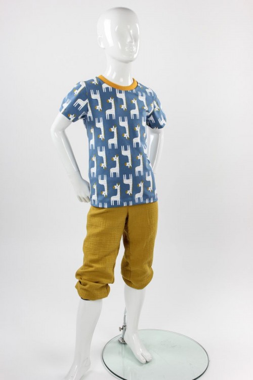 Kinder-T-Shirt blau mit Giraffen