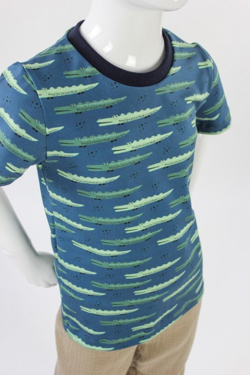 Kinder-T-Shirt blau mit Krokodilen