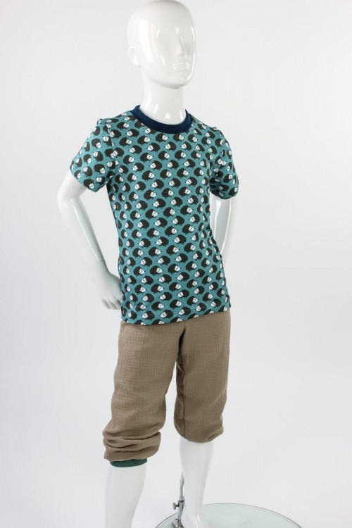 Kinder-T-Shirt blaugrün mit Igeln