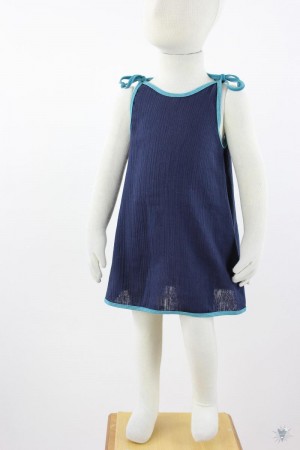 Kinder-Sommerkleid zum Binden Musselin marineblau