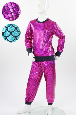 glitzernder Anzug mit Fischschuppenmuster pink [blau ausverkauft]