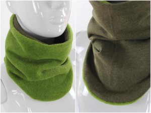 Fleece-Schlupfschal zum Wenden grün und olivgrün
