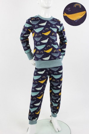 Schlafanzug für Kinder marineblau mit Walen 86/92