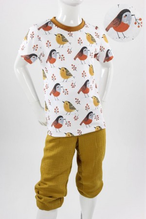 Kinder-T-Shirt weiß mit Vögeln