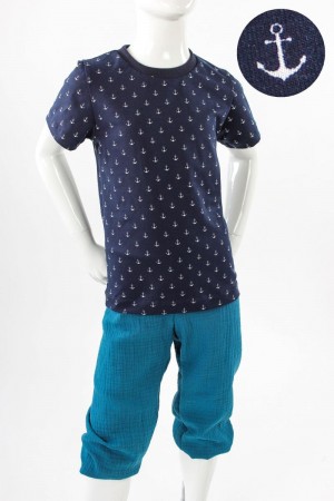 Kinder-T-Shirt dunkelblau mit Ankern